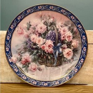 Vintage SIGNED Lena Liu's Basket Bouquets “Roses" Plate